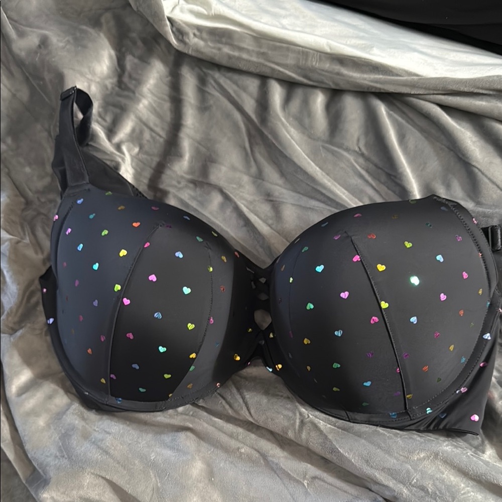 Torrid Black Bra with Playful Hearts